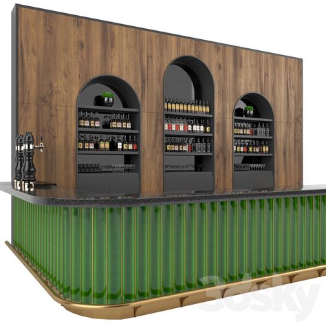 Restaurant Bar counter model with drinks 3D model Tiled Bar Counter, Restaurant Counter Design, Restaurant Bar Counter, Restaurant Counter, Greens Restaurant, Bar Counter Design, Green Tiles, Counter Design, Max On