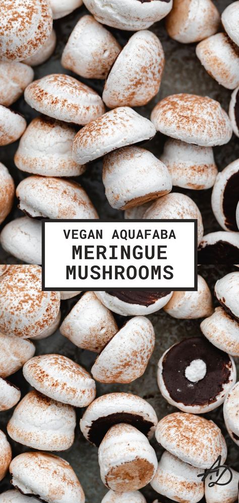 meringue mushrooms with chocolate. Mushroom Recipes Vegan, Meringue Mushrooms, Stump Cake, Tree Stump Cake, Vegan Meringue, Vegan Tarts, Caramel Dessert Recipes, Vegan Chocolate Recipes, Meringue Recipe