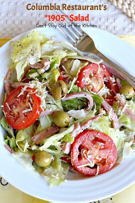 Columbia Restaurant's "1905" Salad | Can't Stay Out of the Kitchen | fabulous signature #salad from one of Clearwater, Florida's, premiere restaurants. We love this salad. #ham #swisscheese #romanocheese #glutenfree 1905 Salad Recipe, 1905 Salad, Salad Lovers, Restaurant Salad, Columbia Restaurant, Creamy Cucumbers, Salad Pasta, Lemon Vinaigrette, Fun Salads