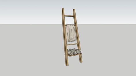 towel rack - - 3D Warehouse Bathroom Ladder, Ware House, Mini Loft, Sketchup Models, 3d Sketch, 3d Furniture, Wood Ladder, Narrow House, Sketchup Model