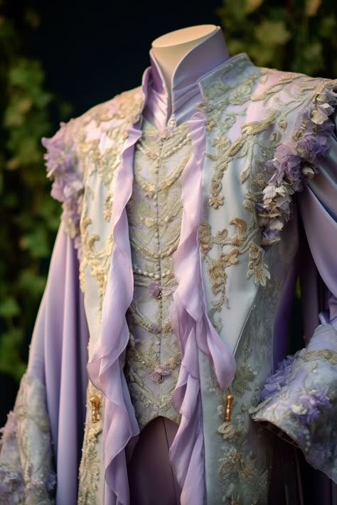 Wisteria inspired suit Fairytale Tuxedo, Royalty Core Outfits Men, Concept Dresses Fashion, Fairy Tale Outfits Men, Male Fairytale Outfit, Fairytale Suit, Fae Outfit Male, Whimsical Outfit Men, Fantasy Suits Male