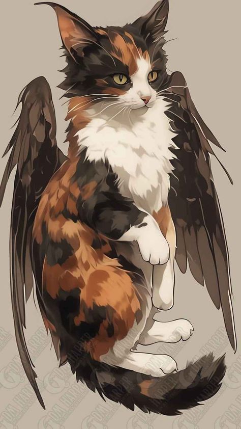 Winged Cat Art, Tressym Familiar, Dnd Familiar Art, Fantasy Cat Creature, Dnd Familiar, Catgirl Art, Dnd Pets, Dnd Cat, Mythical Creature Art