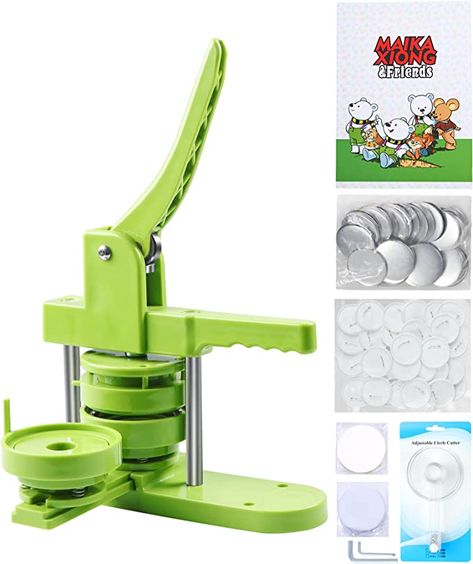 Amazon.com: Happizza Button Maker Machine (3rd Gen) Installation-Free, 58mm (2.25in) DIY Pin Badge Button Maker Press Machine Badge Punch Press with Free 100pcs Button Parts&Pictures&Circle Cutter&Magic Book Pin Maker Machine, Pin Ideas Button, Wishlist Idea, Pin Maker, Electric Drum Set, Button Machine, Button Making, Badge Maker, Button Maker