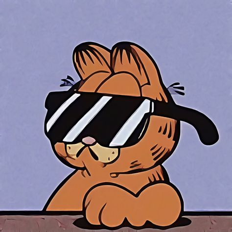 Garfield Pfp, Nostalgic Cartoons, Cat Animated, Lazy Cat, Hunger Games, Cartoon Characters, Feline, Cat Lovers, Sunglasses