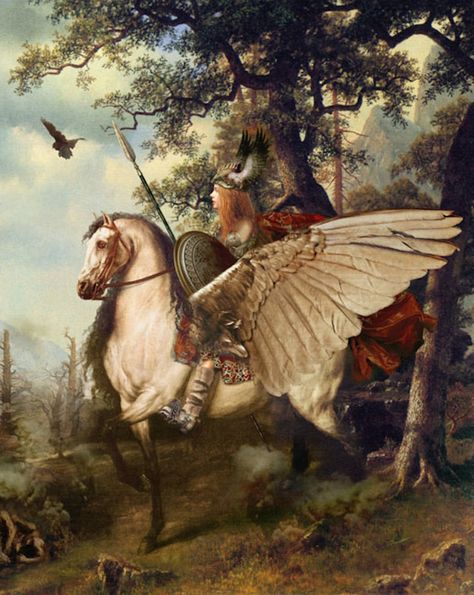 Norse Myth, Norse Vikings, Realistic Paintings, Mythological Creatures, Arte Fantasy, Norse Mythology, Gods And Goddesses, A Horse, Mythical Creatures