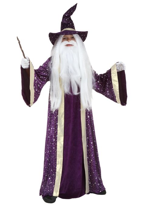 Kids Wizard Costume, Wizard Costume For Kids, Wizard Outfit, Wizard Robes, Wizard Staff, Wizard Costume, Kids Feelings, Magic Hat, Velour Fabric