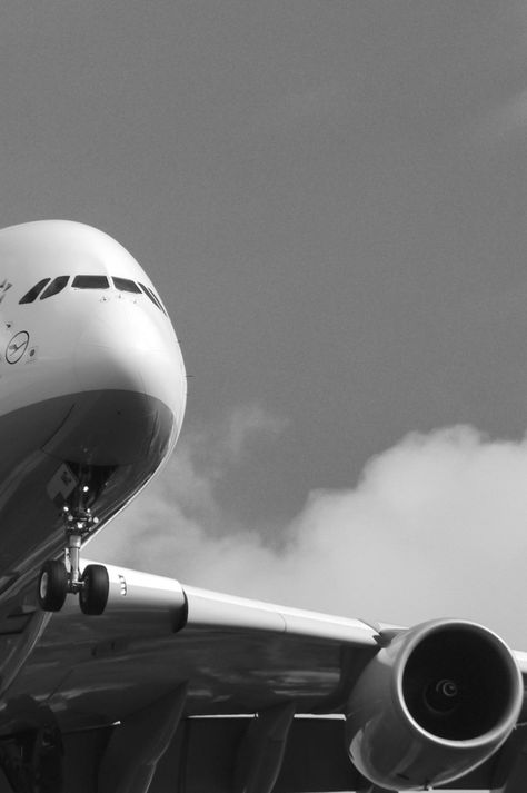 Black & White !  A380/tumblr Airbus A380 Wallpaper, Airbus Wallpaper, Pilot Wallpaper Airplane, A380 Wallpaper, Airplane Black And White, Airbus Cockpit, Airbus A380 Cockpit, Black Airplane, White Plane