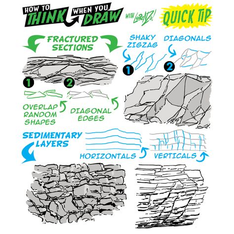 Teaching Animation, Item Drawing, Landscape Drawing Tutorial, Etherington Brothers, Drawing Rocks, Comic Tutorial, Drawing Tutorial Face, Concept Art Tutorial, Rock Textures