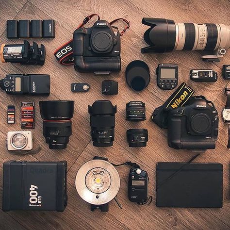 Gear Inspiration of the day!! Take a peek at this wedding photographer's gear - photo by @iletaitunpixel Photographer Gear, Film Camera Photography, Photography Bags, Camera Photos, Photo Gear, Video Games For Kids, Photography Gear, Photography Lessons, Canon Camera