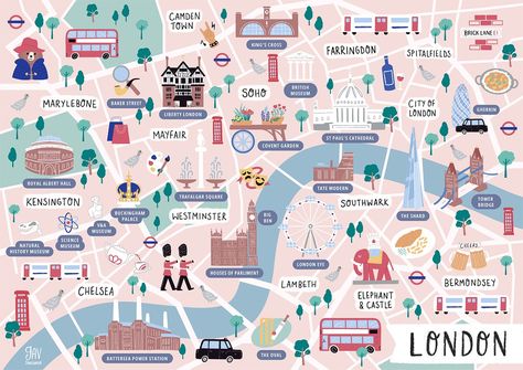 London Attractions Map, London Tourist Map, Architect Portfolio, Vienna Map, Map Illustrations, Photo Book Cover, London Sightseeing, Map Of London, London Castles