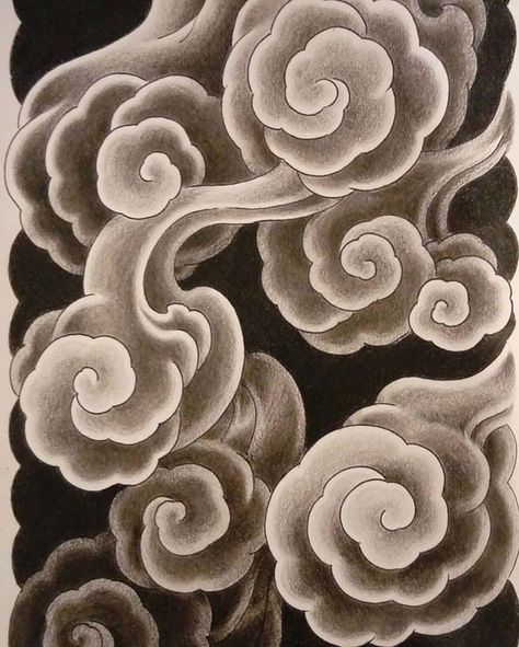 -Clouds- . Artist Japanese Cloud Tattoo, Wind Tattoo, Cloud Tattoo Design, Japanese Background, Tattoo Shading, Tattoo Filler, Tattoo Background, Cloud Tattoo, Japanese Tattoos