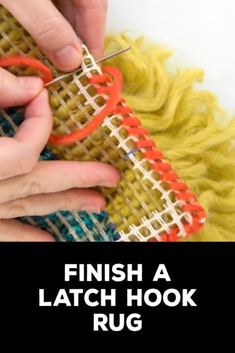 How to Finish a Latch Hook Rug How To Finish A Hooked Rug, Latch Hook Rug Backing, Latch Hook Rug Patterns Free, Hook Rugs Diy How To Make, Lach Hook Rug, Latchhook Patterns, Rug Texture Pattern, Latch Hook Patterns, Diy Latch Hook Rug