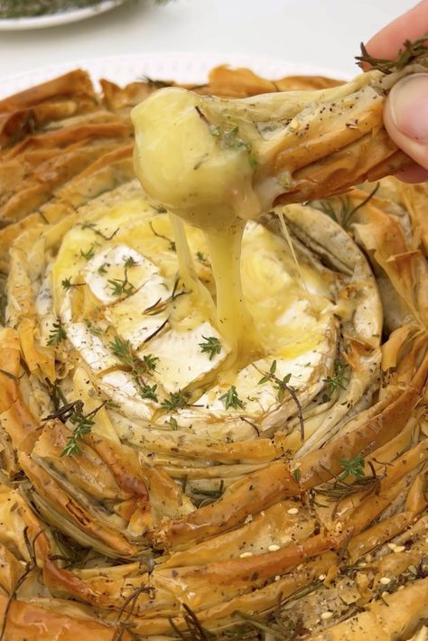 Ruffle Fillo Baked Brie — Antoniou Fillo Pastry Philo Pastry, Filo Pastry Recipes Savoury, Phyllo Appetizers, Philo Dough, Filo Pastry Recipes, Melted Brie, Phyllo Dough Recipes, Phyllo Recipes, Pastry Appetizer