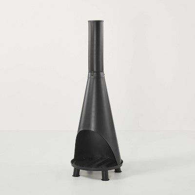 Wood Burning Outdoor Metal Fire Pit Chimenea Black - Hearth & Hand™ With Magnolia : Target Malm Fireplace, Metal Fire Pit, Hearth & Hand With Magnolia, Backyard Camping, Wood Burning Fire Pit, Wood Burning Fires, Fire Pit Patio, Black Fire, Hearth And Hand