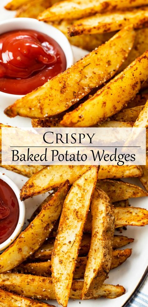 Oven Baked Potato Wedges, Homemade Potato Wedges, Oven Baked Potato, Baked Potato Wedges, Crispy Baked Potatoes, Potato Wedges Recipe, Potato Wedges Baked, Wedges Recipe, One Pot Dinners