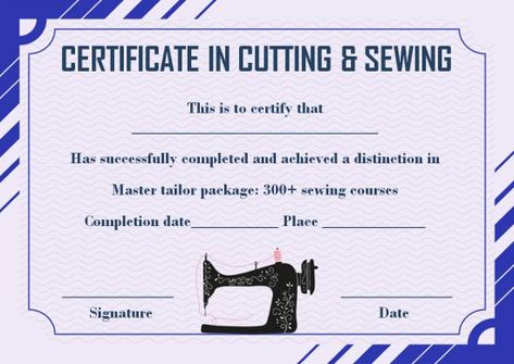 Sewing Certificate Template: 10 Templates Designed For Sewing Institutes - Template Sumo Certificate Model, Bio Data For Marriage, Apple Watch Design, Free Printable Certificates, Certificate Format, Teaching Sewing, Certificate Background, Training Certificate, Sewing Templates