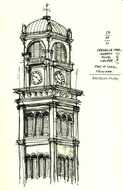 Clock Tower Apartment, Clock Tower Sketch, Clock Tower Tattoo, Clock Tower Drawing, Minecraft Clock Tower, October Painting, Place Drawing, Tower Sketch, Tower Drawing