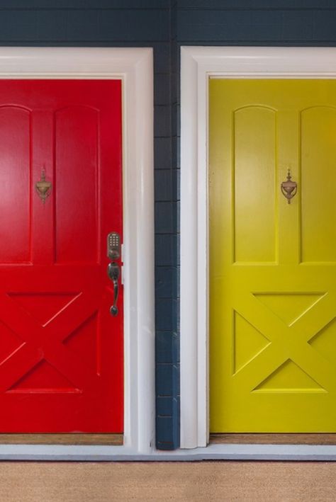 Here’s a fun #FrontDoorFriday for ya!🚪⁠ Which door would you choose?⁠ Drop a ❤️ or a 💛 in the comments! ⁠No matter what color you choose for your front door, the pros at Timmins Painting are here to help! ⁠Get a FREE painting estimate today! ⁠🆓 Dark Blue Exterior Paint, Blue Exterior Paint, Dark Blue Exterior, Yellow Front Door, Front Door Inspiration, Yellow Front Doors, Red Front Door, Commercial Painting, Free Painting