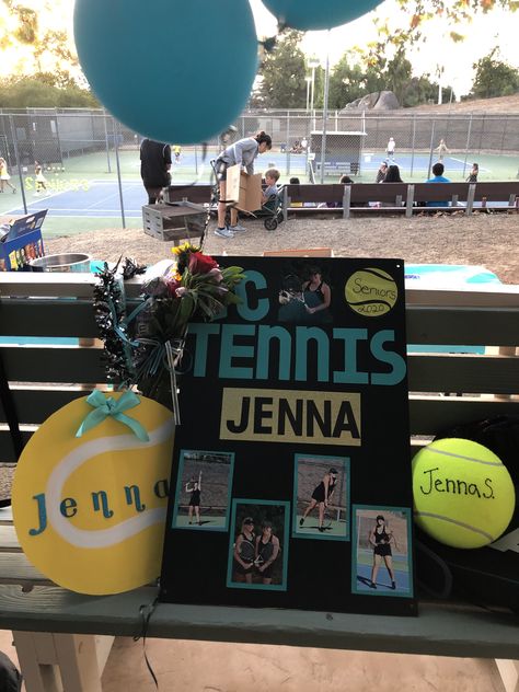 Lots of gift ideas for tennis senior night Senior Day Tennis Ideas, Senior Tennis Night Ideas, Senior Night Poster Ideas Tennis, Senior Poster Board Ideas Tennis, Senior Day Ideas Sports, Senior Tennis Poster Ideas, Tennis Posters High School Senior Night, Senior Night Tennis Ideas, Tennis Senior Night Ideas