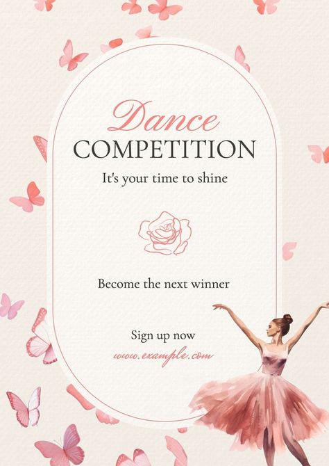 Dance competition poster template | premium image by rawpixel.com Dance Competition Poster, Dance Template, Competition Poster, Ballet Poster, Ballet Posters, Poster Flower, Dance Images, Cartoon Flowers, Portfolio Web Design