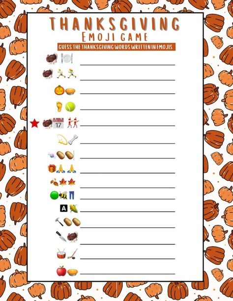 thanksgiving emoji game free printable Thanksgiving Free Printable Games, Thanksgiving Pictionary Free Printable, Free Thanksgiving Game, Thanksgiving Charades Printable, Gobble Card Game, Free Thanksgiving Printables For Adults, Thanksgiving Word Scramble Free Printable, Thanksgiving Game Printable, Thanksgiving Pictionary For Kids