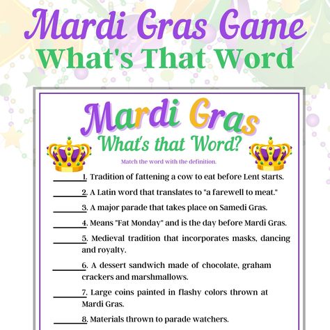 Mardi Gras Games For Seniors, Mardi Gras Activities For Seniors, Mardi Gras Games For Adults, Mardi Gras Party Games, Mardi Gras Games, Spirit Week Themes, Games For Seniors, Mardi Gras Activities, Mardi Gras Jewelry