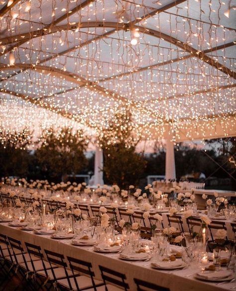 Italy Wedding Bride on Instagram: “For the love of rose and fairy lights 🤩✨ Visit www.theitalyweddingbride.com for more inspiration ✨ Photography @tali__photography Floral…” Fairy Lights Wedding, Starry Night Wedding, Wedding Table Flowers, Wedding Tent, Minimal Wedding, Outdoor Wedding Decorations, Salou, Wedding Chicks, Wedding Mood Board