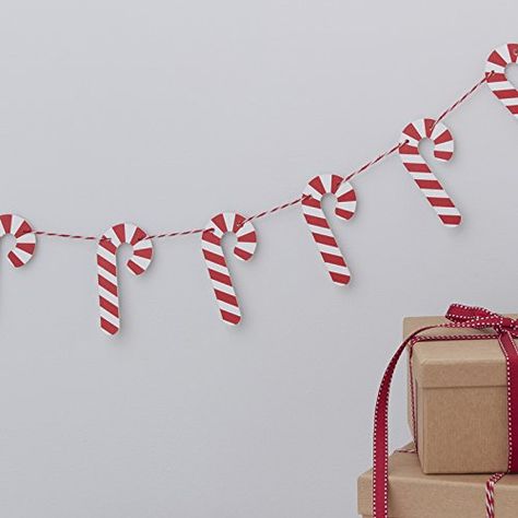 Bunting Christmas, Xmas Fireplace, Wooden Bunting, Candy Cane Decorations, Christmas Bunting, Children's Bedrooms, Christmas Room Decor, White Candy, Bunting Garland