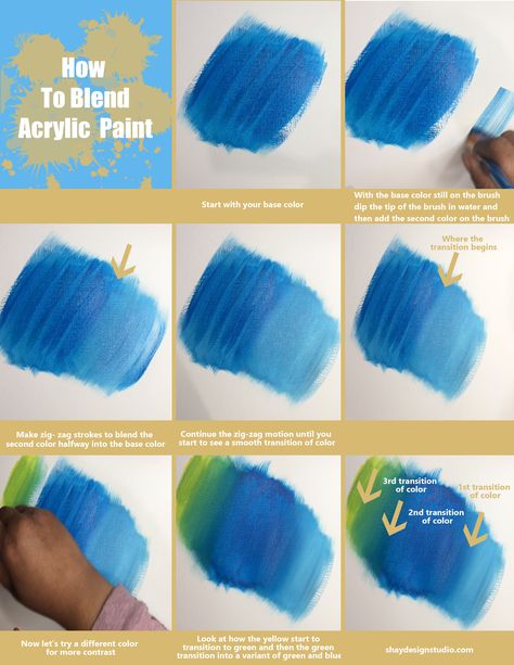 Step by step tutorial on how to blend acrylic paint Blend Acrylic Paint, Acrylic Painting Diy, Easy Acrylic Painting, Coastal Dining, Dream Painting, Acrylic Painting Lessons, Acrylic Painting Tips, Acrylic Painting For Beginners, Painting Art Lesson