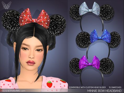 The Sims Resource - Minnie Bow Headband Sims 4 Cc Hair Headband, The Sims 4 Cc Headband, Ts4 Headband, Sims 4 Minnie Mouse Cc, Sims 4 Child Accesories Cc, The Sims 4 Kids, Micky Ears, Sims 4 Toddler Clothes, Cat Ear Headband