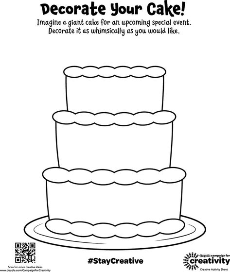 Imagination Cake Coloring Page Cakes Coloring Pages, Birthday Cake Crafts Preschool, Birthday Cake Template Free Printable, Cake Outline Drawing, Birthday Cake Craft, Birthday Cake Coloring Page, Cake Coloring Pages, Decorate Your Own Cake, Birthday Cale