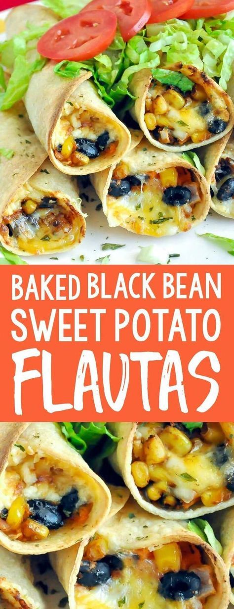 Baked Black Bean and Sweet Potato Dinner Vegetarian Healthy, Sweet Potato Flautas, Potato Flautas, Mexican Appetizer, Black Bean And Sweet Potato, Bean And Sweet Potato, Snack Dinner, Dinner Vegetarian, Mexican Appetizers