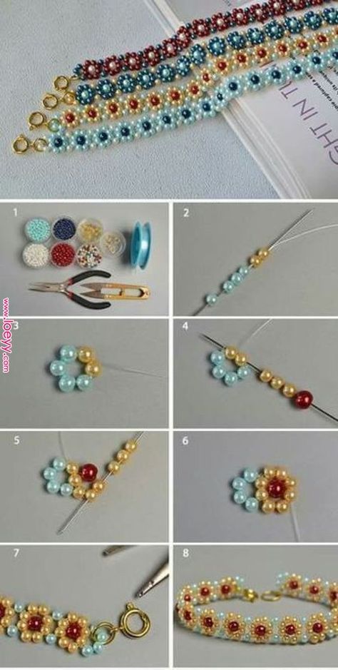 Beads, Crochet, Knitting, Crochet Stitches, Beaded Bracelets, Design, Bracelets With Beads, Knitting For Beginners