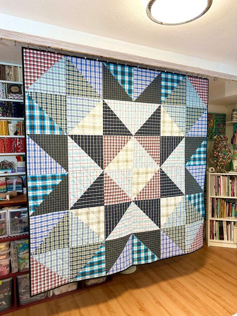 Charity Quilts, Star Quilt Pattern, Big Block Quilts, Shirt Quilts, Memory Quilts, Quick Quilt, Flannel Quilts, Half Square Triangle Quilts, Plaid Quilt