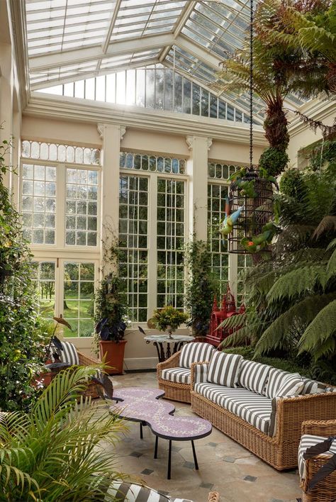 Somerset Estate - Studio Indigo | Luxury Interior Designers & Architects | London Manor House Interior, Wicker Garden Furniture, Conservatory Design, English Manor Houses, English Manor, Sunrooms, Country Estate, Glass House, Manor House