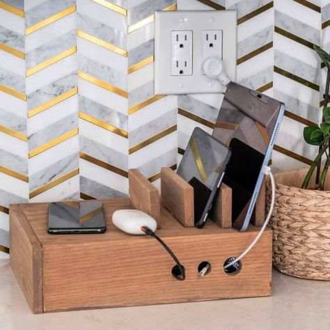 25 DIY Charging Station Ideas: Family Charging Stations Hidden Charging Station Ideas, Diy Charger Station, Home Charging Station Ideas, Diy Charging Station Ideas, Family Charging Station, Charging Shelf, Diy Charging Station, Ipad Charging Station, Wooden Charging Station