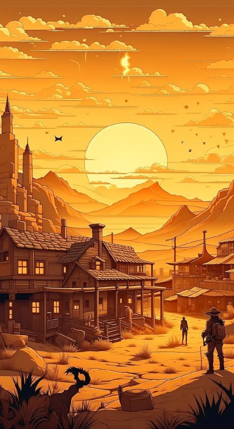 Wild West Background, Wild West Wallpaper, Western Pixel Art, Cowboy Background, Western Artwork, New Background Images, Adventure Art, Lion King Art, Western Aesthetic