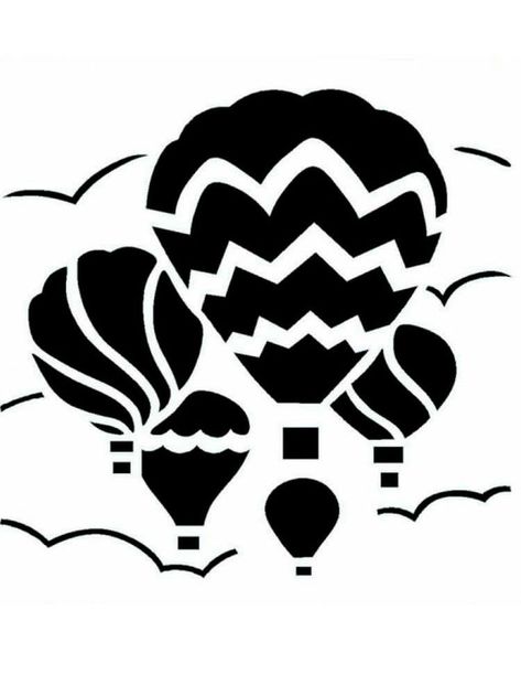 Imagination Crafts, Stencil Templates, Silhouette Stencil, Stencil Patterns, Hot Air Balloons, Stencil Template, Air Balloons, Stained Glass Patterns, Kirigami