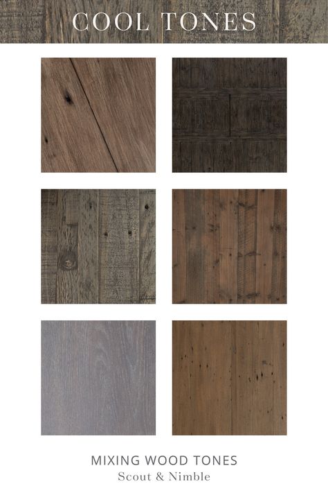 On the blog now: 6 Tips to Mixing Wood Tones in Your Home + Cool wood tones + gray woods + green woods + undertones in wood | Scout & Nimble Blog Cool Tone Wood, Neutral Wood Tones, Mixing Wood Tones, Cowboy Room, Lakehouse Ideas, Wooden Countertops, Dark Wood Furniture, Laminate Floors, Light Wood Floors