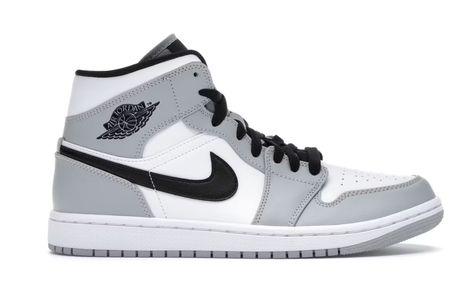 JORDAN 1 MID LIGHT SMOKE GREY (M) Jordan Brand's latest addition to their Spring Summer 2020 range, here's everything that you need to know. Painted in the same grey and white colour palette as the Dior version, the Smoke Grey is crafted from various premium leather panels that are soft and smooth to the touch. Jordan 1 Mids, Mens Grey Shoes, Nike Jordan 1 Mid, Authentic Jordans, White Jordans, Jordan Grey, Womens Jordans, Nike Air Jordan 1, Latest Sneakers