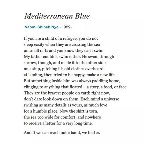 Naomi Shihab Nye Poems, Naomi Shihab Nye, Classic Poetry, Winter Poems, Trying To Be Happy, Poem A Day, Mediterranean Blue, American Poets, Poetry Words