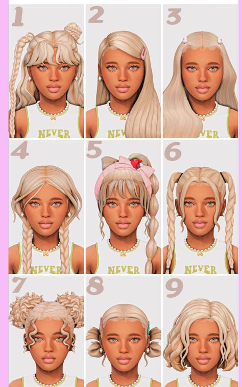 Hair For kids Girls Maxis Match sims 4 - Gamingwithprincess Sims 4alpha Hair, Sims 4 Cc Makeup Accessories, Maxis Match Sims 4 Cc Accessories, Sims 4 Cc Hair Set, Sims Cc Folder, Hair For Kids, Sims4 Clothing, Ts4 Mods, Sims 4 Tsr