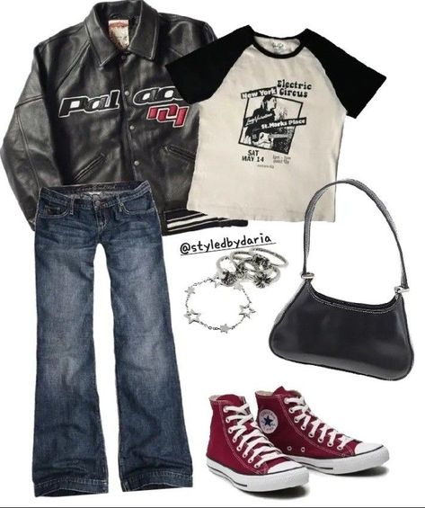 Stylish Grunge Outfits, Greaser Inspired Outfits, Rockstars Gf Outfit Ideas, Casual Rockstar Gf Outfits, 80s Outfits Grunge, 80s Inspo Outfit, Whismgothic Outfits 90s, Grunge 80s Outfits, Grunge Fit Ideas