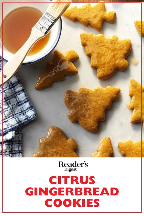 Citrus Gingerbread Cookies, Honey Gingerbread Cookies, Gingerbread Cutouts, Ginger Honey Lemon, Lemon Icing, Honey Glaze, Ginger And Honey, Readers Digest, Cookie Icing