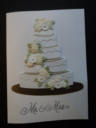 Wedding cake card Wedding Cake Cards Handmade, Wedding Card Craft, Wedding Cake Cards, Bridal Card, Bridal Shower Decorations Diy, Anniversary Cards Handmade, Diy Wedding Cake, New Bride, Wedding Cards Handmade