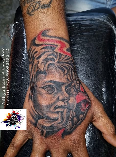 Best hand tattoo,hand tattoo, face tattoo Angle Hand Tattoo, Gangsta Hand Tattoos, Hard Hand Tattoos Men, Hand Tattoos For Boys, Hand Tattoos Black Man, Most Hated Tattoo, Angel Tattoo Hand, Skull Face Hand Tattoo, Fear None Hand Tattoo