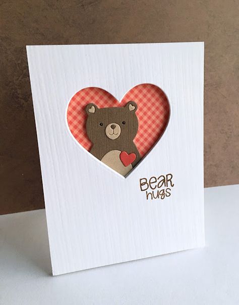 I'm in Haven: Bear Hugs! Valentine Cards Handmade, Bear Card, Bear Hugs, Card Making Crafts, Paper Animals, Decoration Originale, Love Bear, Birthday Cards Diy, Cards For Friends