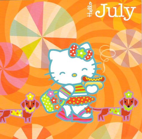 Hello July! | (from the mini Hello Kitty 2010 calendar) | tomo_moko | Flickr July Hello, Hello Kitty Widget, Mini Hello Kitty, Welcome July, Bike Artwork, Hello Sanrio, Images Hello Kitty, Kitty Pictures, Hello July