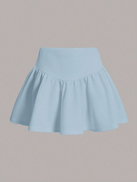 SHEIN EZwear Solid Ruffle Hem SkirtI discovered amazing products on SHEIN.com, come check them out! Cinnamoroll Skirt, Light Blue Skirt Outfit, Blue Ruffle Skirt, Baby Blue Skirt, Descendants Clothes, Blue Skirt Outfits, Light Blue Skirt, Poofy Skirt, Light Blue Skirts