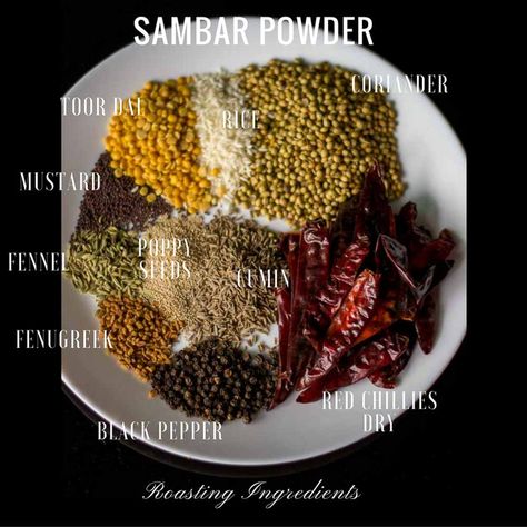 Sambar Powder Recipe, Homemade Masala, Sambhar Recipe, Masala Powder Recipe, Indian Masala, Spicy Snacks Recipes, Spice Mix Recipes, Doner Kebab, Breakfast Recipes Indian